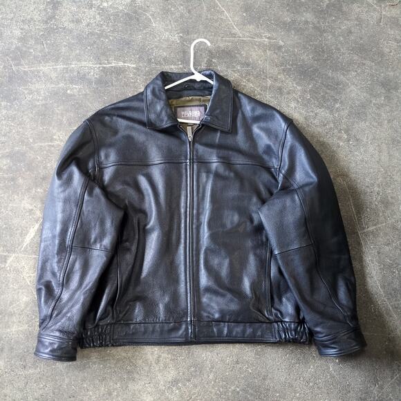 Wilson's Leather Jacket Mens 2XL XXL Black Full Zip Moto Biker Fall Heavyweight - Picture 1 of 9